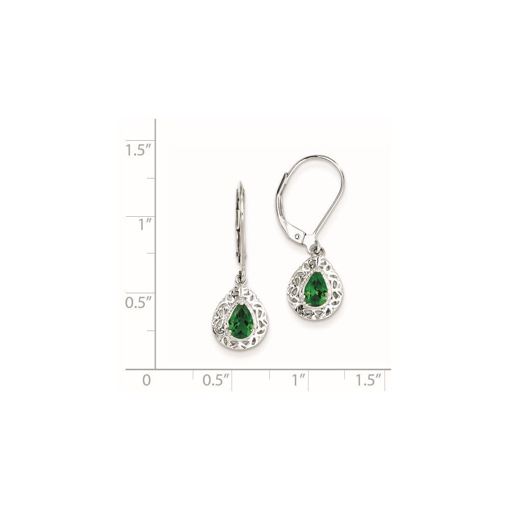 Sterling Silver Tsavorite Garnet Teardrop Lever Back Earrings