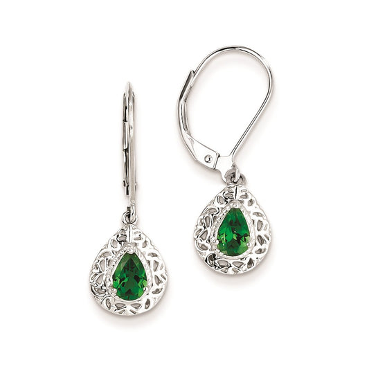 Sterling Silver Tsavorite Garnet Teardrop Lever Back Earrings