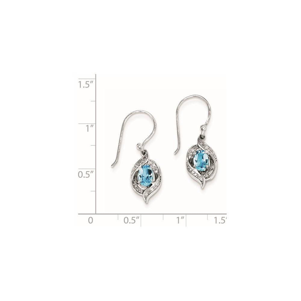 Sterling Silver Diamond & Light Swiss Blue Topaz Earrings