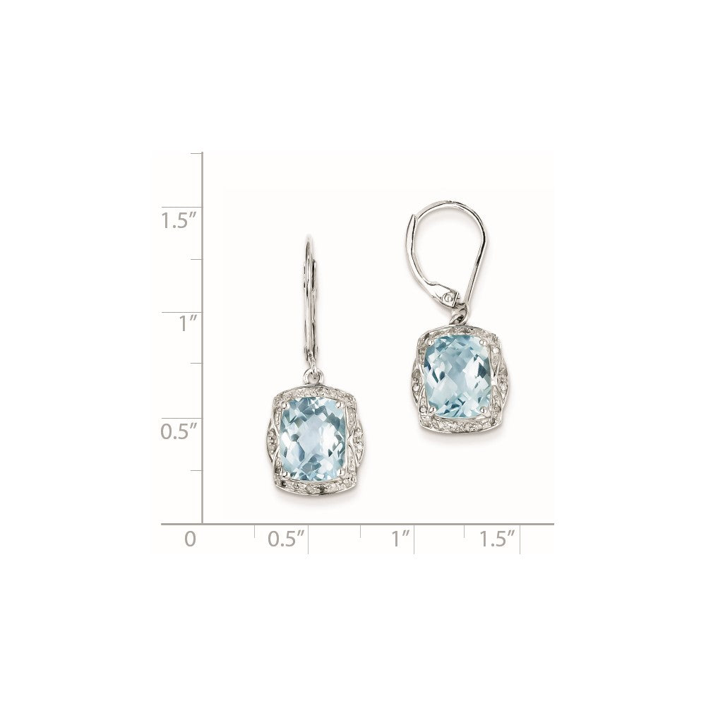 Sterling Silver Diamond Blue Topaz Earrings