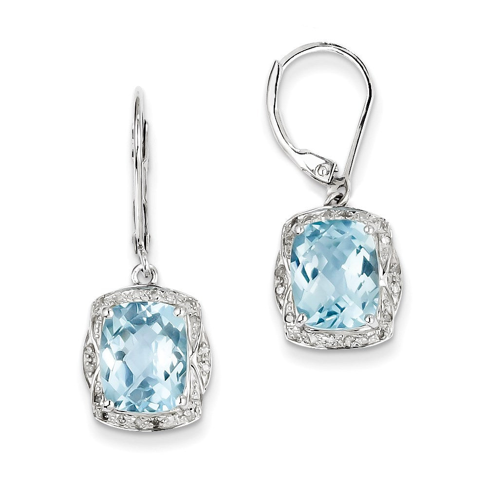 Sterling Silver Diamond Blue Topaz Earrings