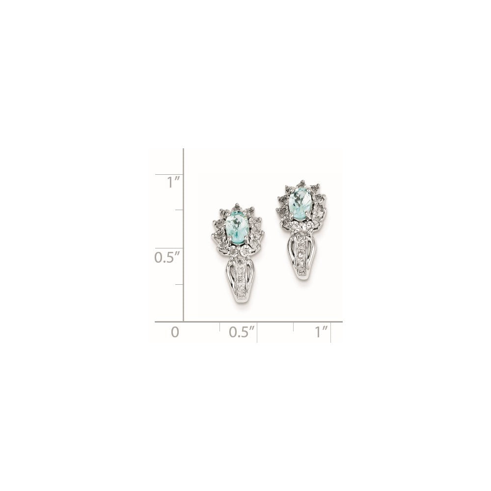 Sterling Silver Diamond Blue Topaz Earrings