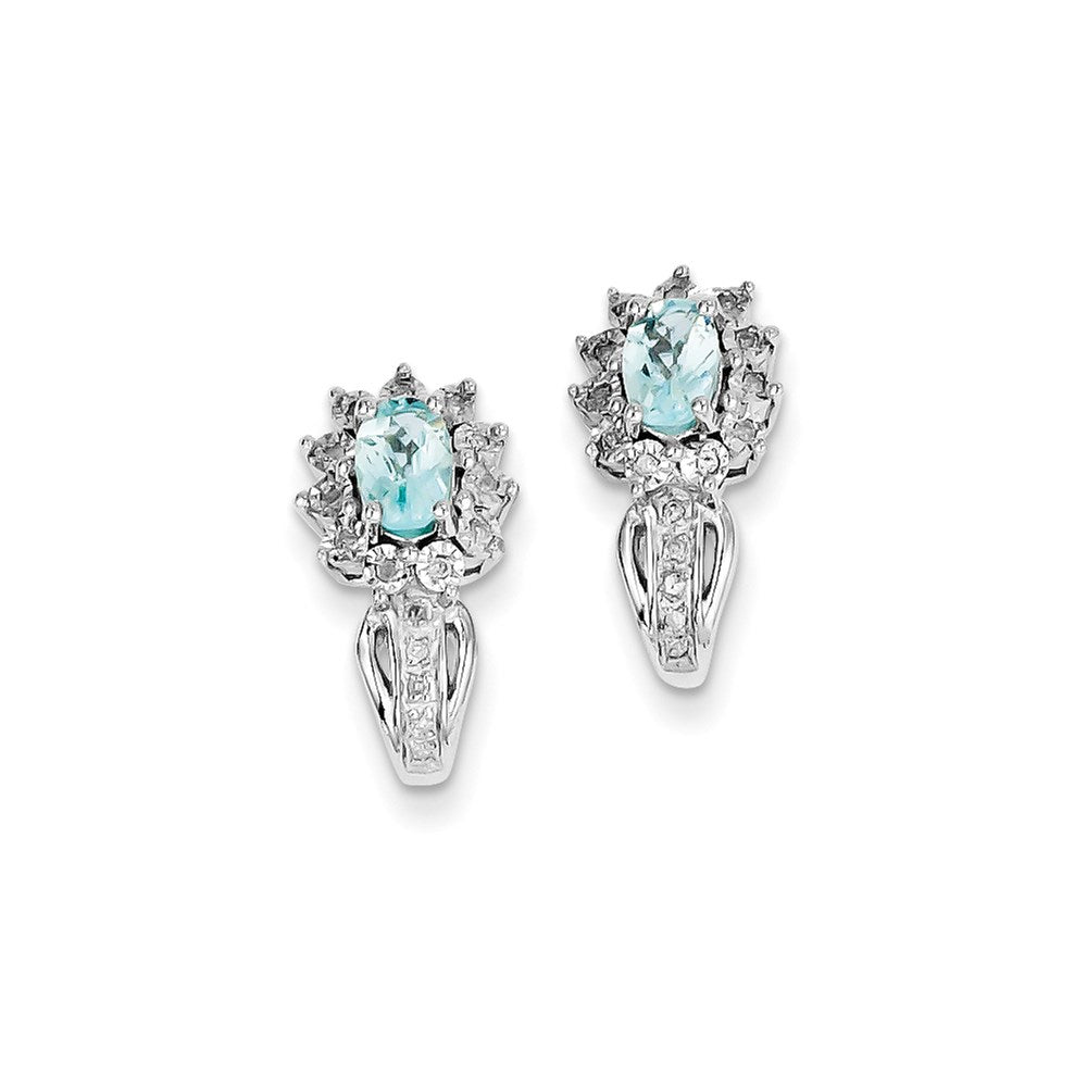 Sterling Silver Diamond Blue Topaz Earrings