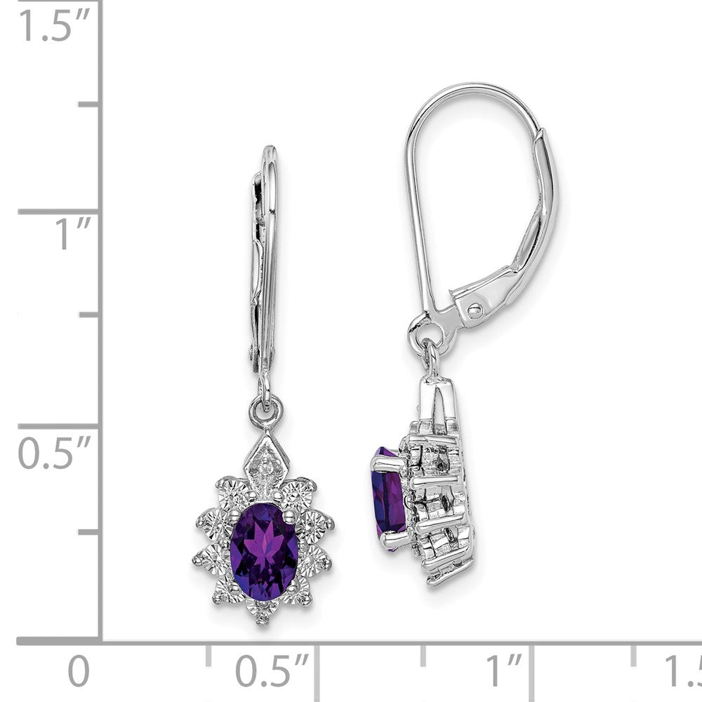 Sterling Silver Rhodium-plated Diamond & Amethyst Earrings