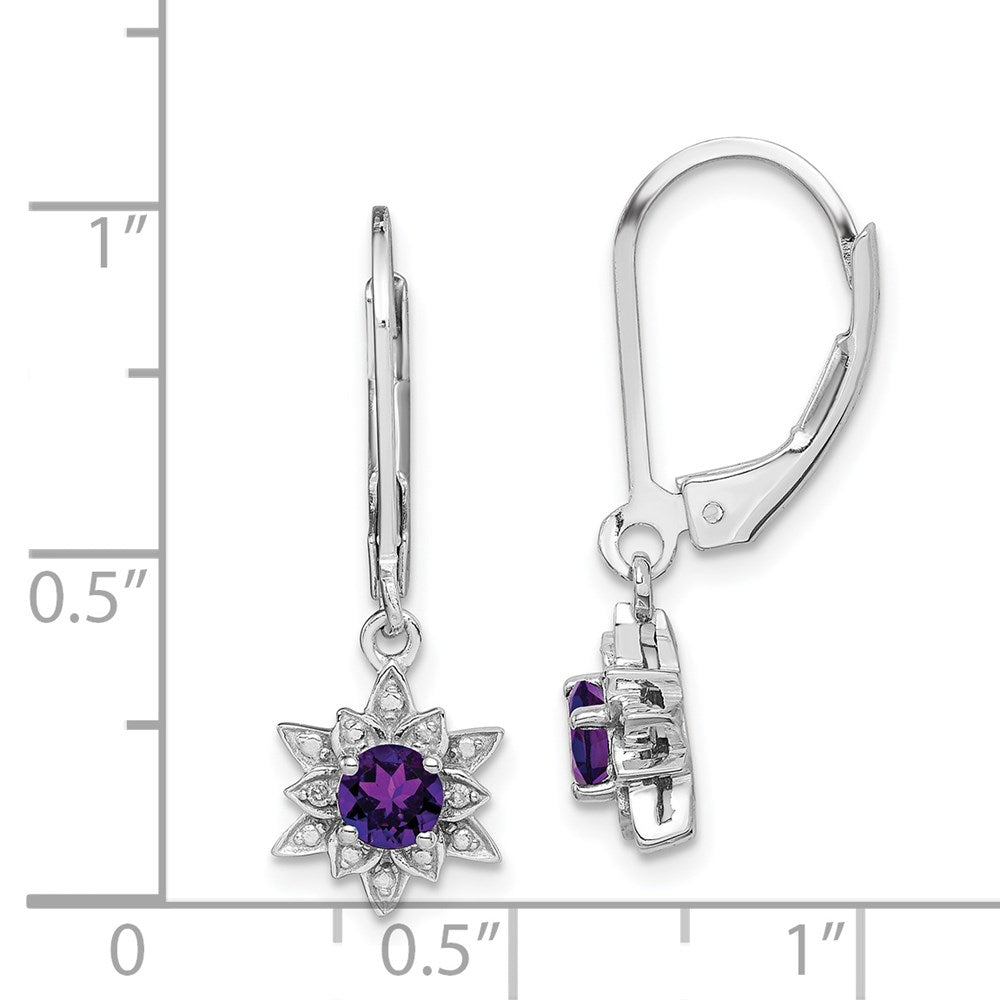 Sterling Silver Rhodium-plated Diamond & Amethyst Earrings