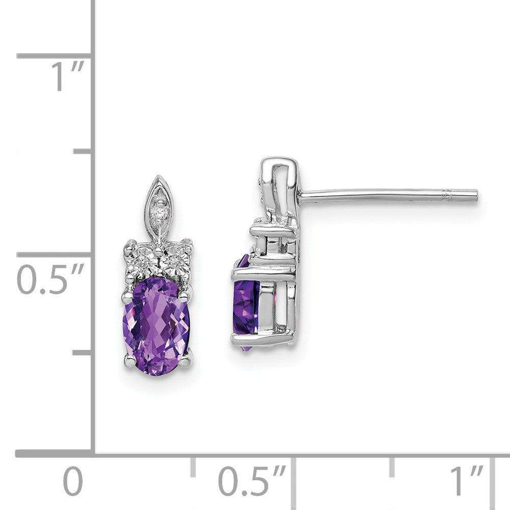 Sterling Silver Rhodium-plated Diamond & Amethyst Earrings