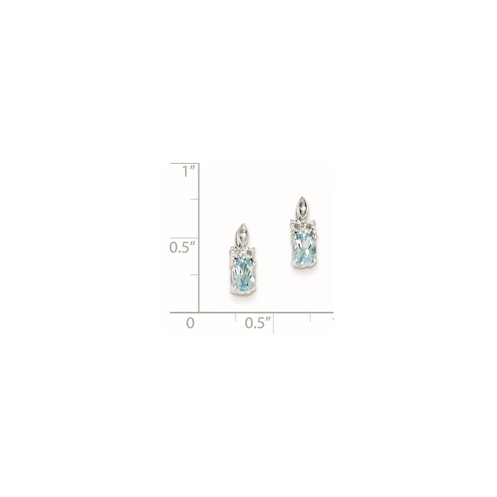 Sterling Silver Diamond & Light Blue Topaz Earrings