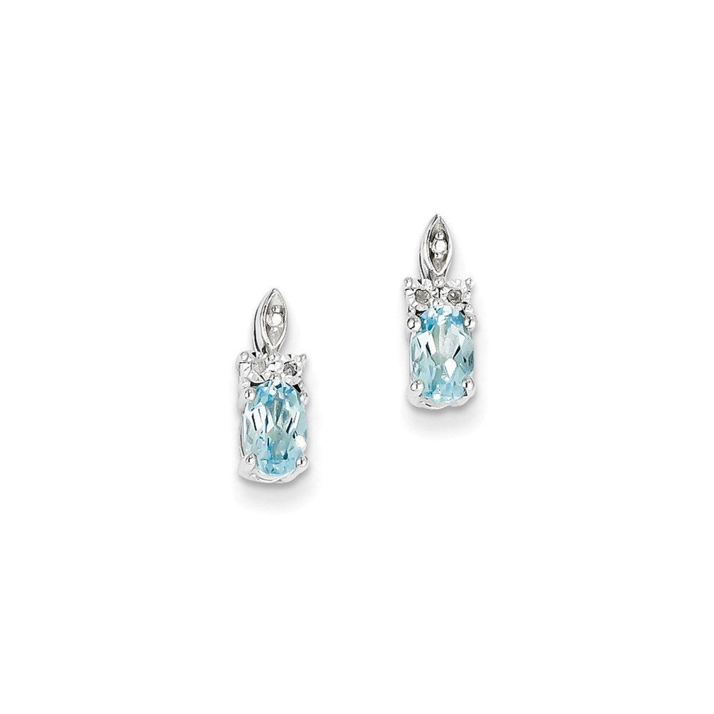 Sterling Silver Diamond & Light Blue Topaz Earrings