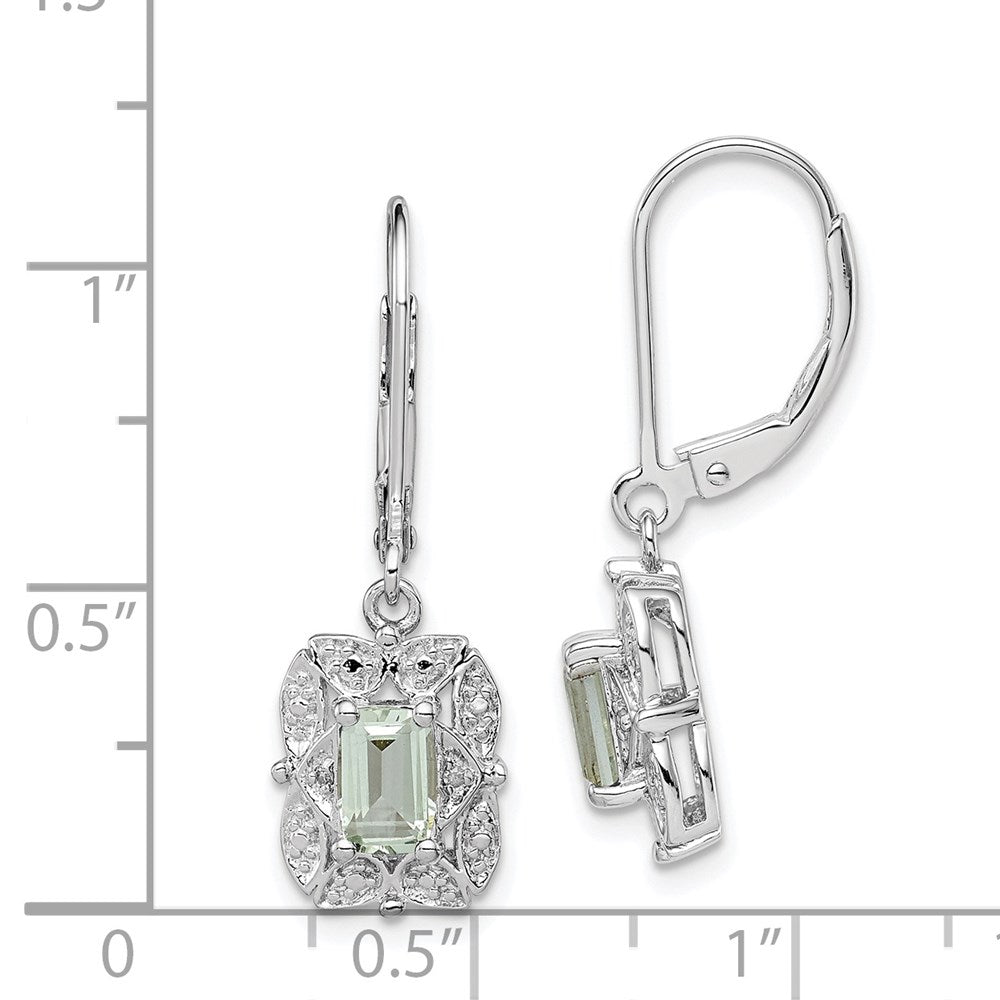 Sterling Silver Rhodium-plated Diamond & Green Quartz Earrings