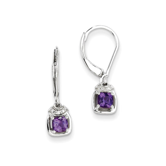 Sterling Silver Diamond & Amethyst Earrings