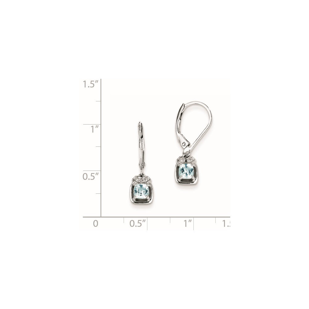 Sterling Silver Diamond & Light Blue Topaz Earrings