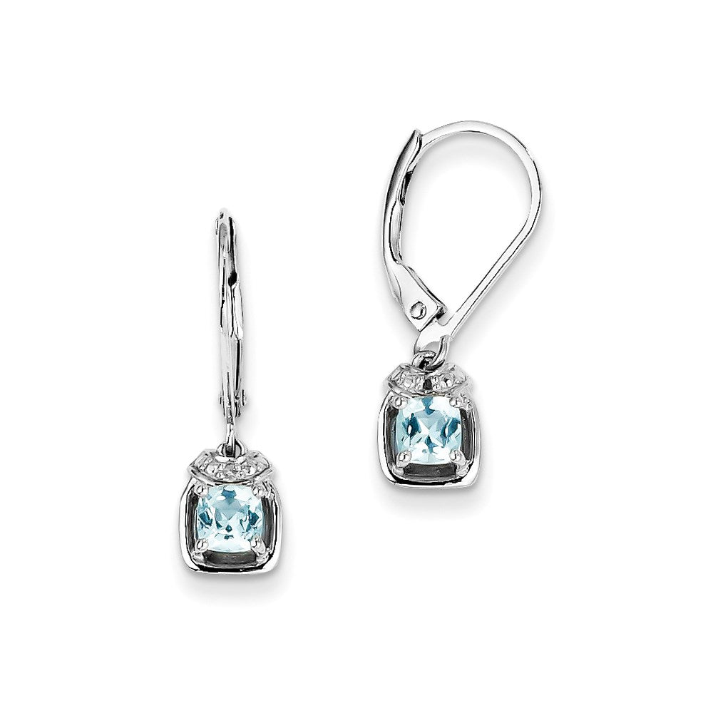 Sterling Silver Diamond & Light Blue Topaz Earrings