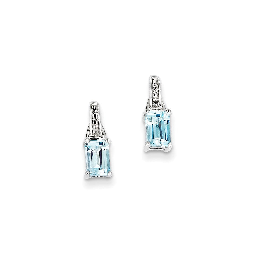 Sterling Silver Diamond & Light Blue Topaz Earrings