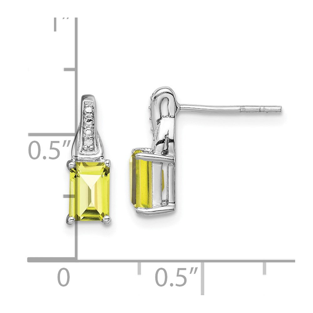 Sterling Silver Rhodium-plated Diamond & Lemon Quartz Earrings