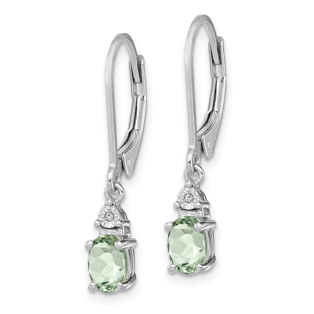 Sterling Silver Rhodium-plated Diamond & Green Quartz Earrings