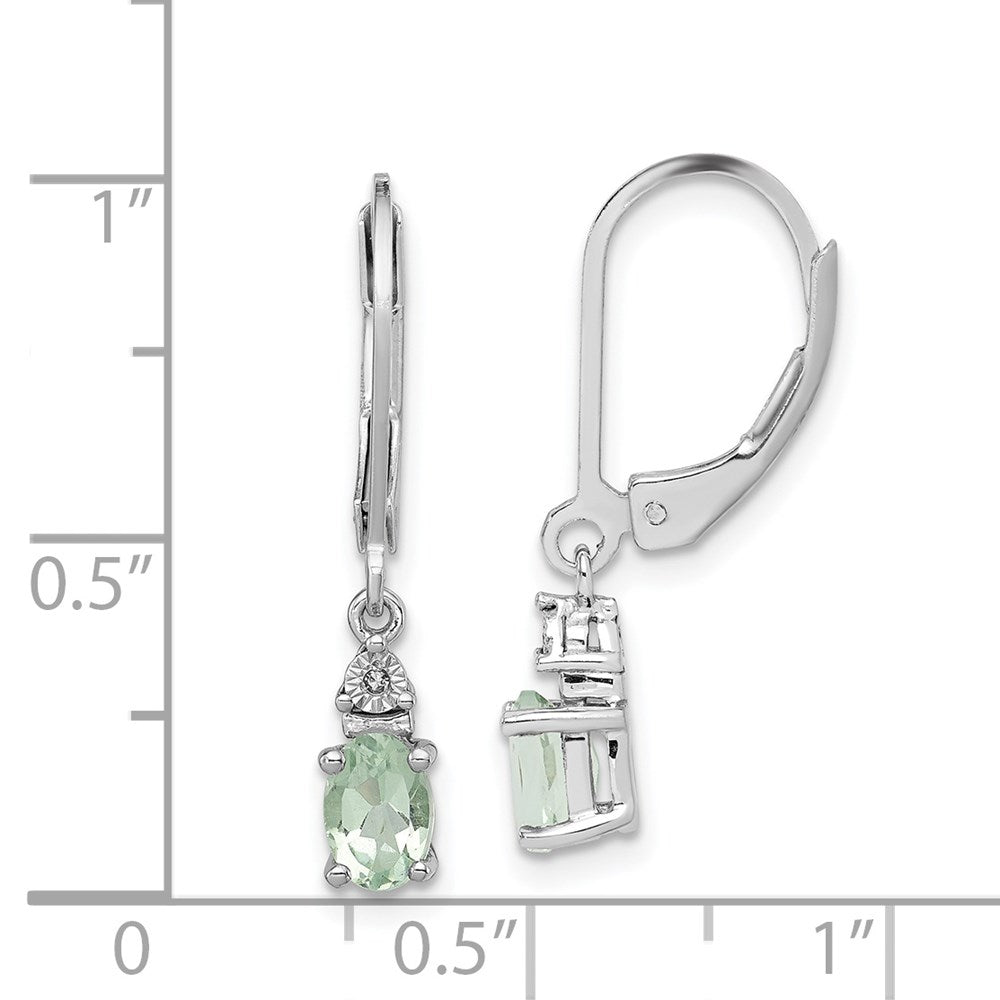 Sterling Silver Rhodium-plated Diamond & Green Quartz Earrings