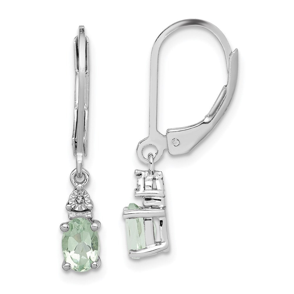 Sterling Silver Rhodium-plated Diamond & Green Quartz Earrings