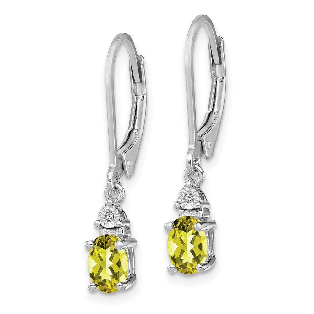 Sterling Silver Rhodium-plated Diamond & Lemon Quartz Earrings