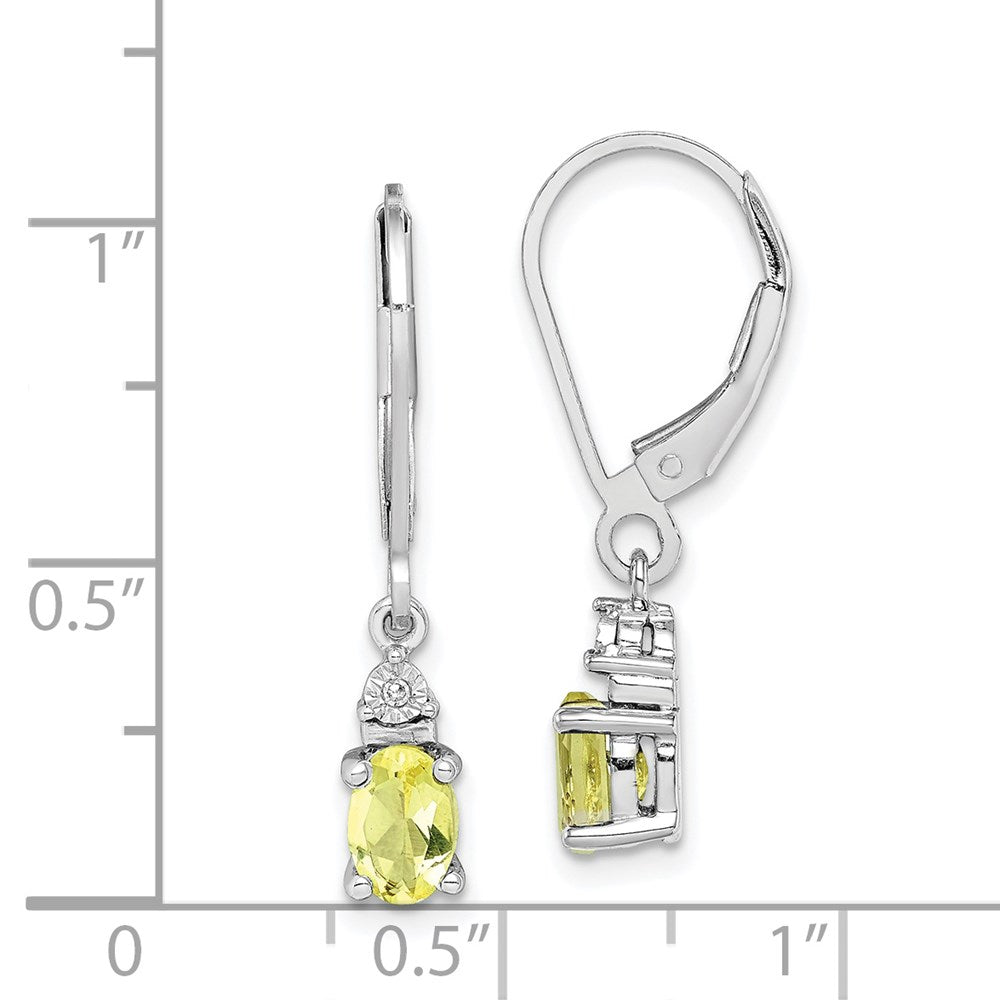 Sterling Silver Rhodium-plated Diamond & Lemon Quartz Earrings