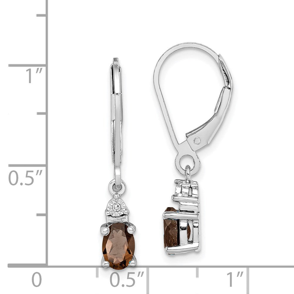 Sterling Silver Rhodium-plated Diamond & Smoky Quartz Earrings