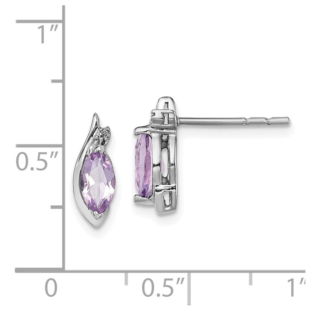 Sterling Silver Rhodium-plated Diamond & Pink Quartz Earrings