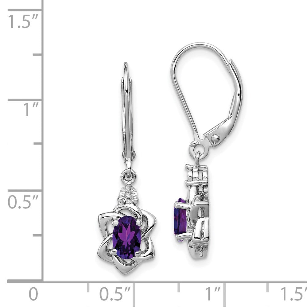 Sterling Silver Rhodium-plated Diamond & Amethyst Earrings