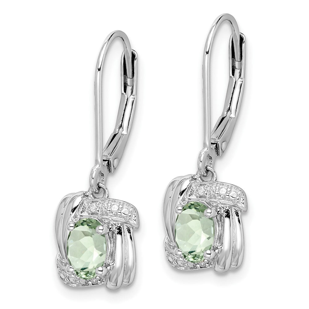 Sterling Silver Rhodium-plated Diamond & Green Quartz Earrings