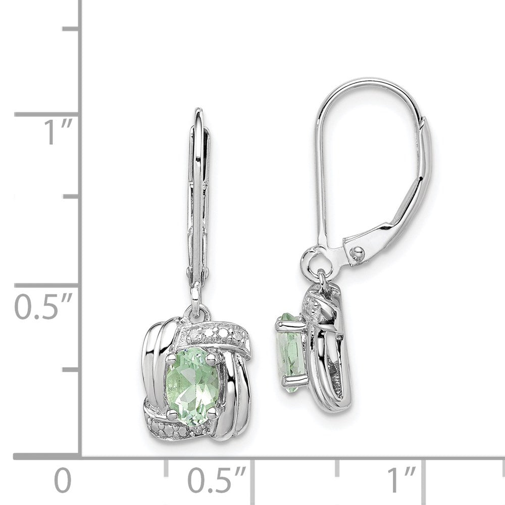 Sterling Silver Rhodium-plated Diamond & Green Quartz Earrings