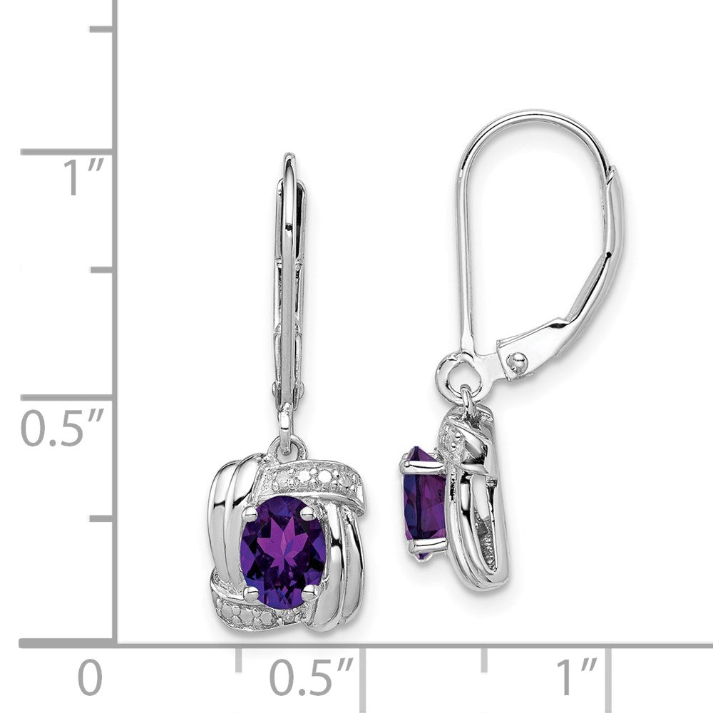 Sterling Silver Rhodium-plated Diamond and Amethyst Earrings