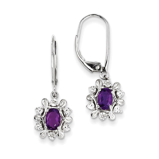 Sterling Silver Diamond & Amethyst Earrings