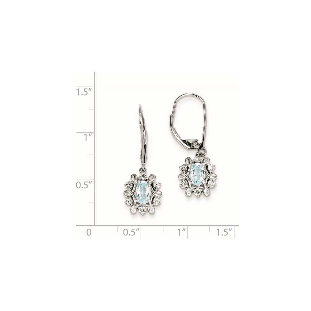 Sterling Silver Diamond & Light Blue Topaz Earrings