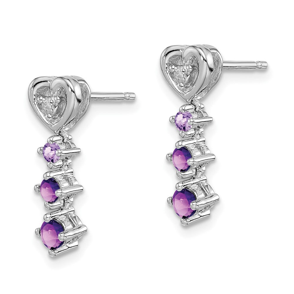 Sterling Silver Rhodium-plated Amethyst & Pink Quartz Diamond Earrings