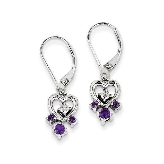 Sterling Silver Amethyst Diamond Earrings