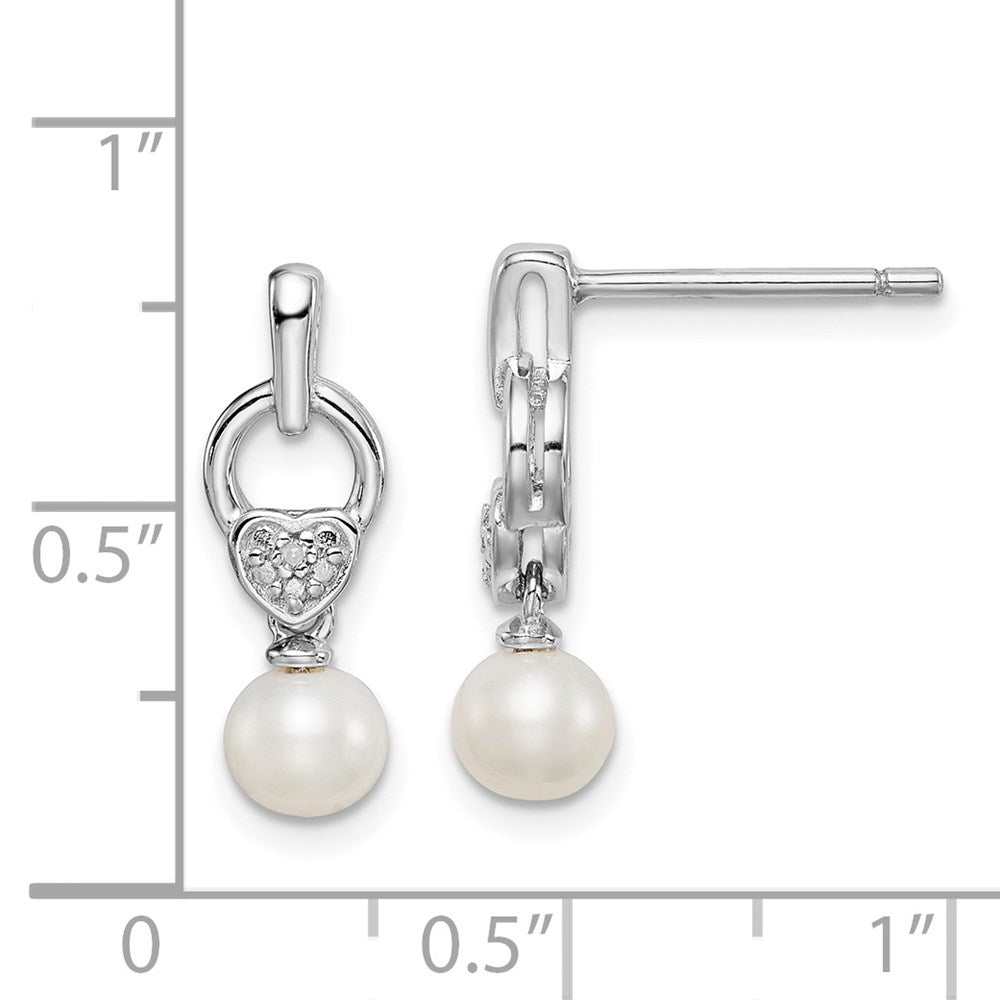 Sterling Silver Rhodium-plated FW Cultured Pearl Diamond Earrings