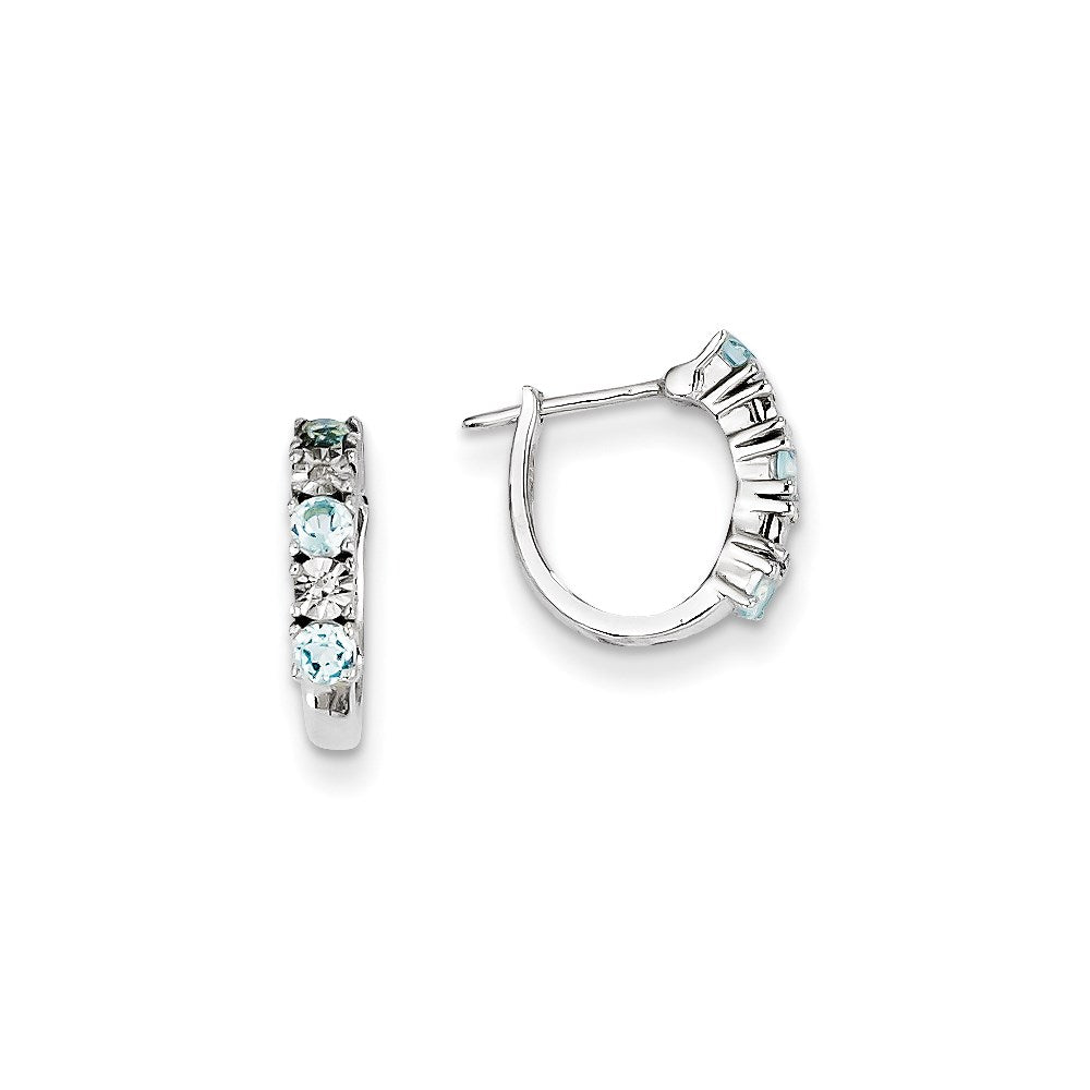 Sterling Silver Blue Topaz & Diamond Earrings