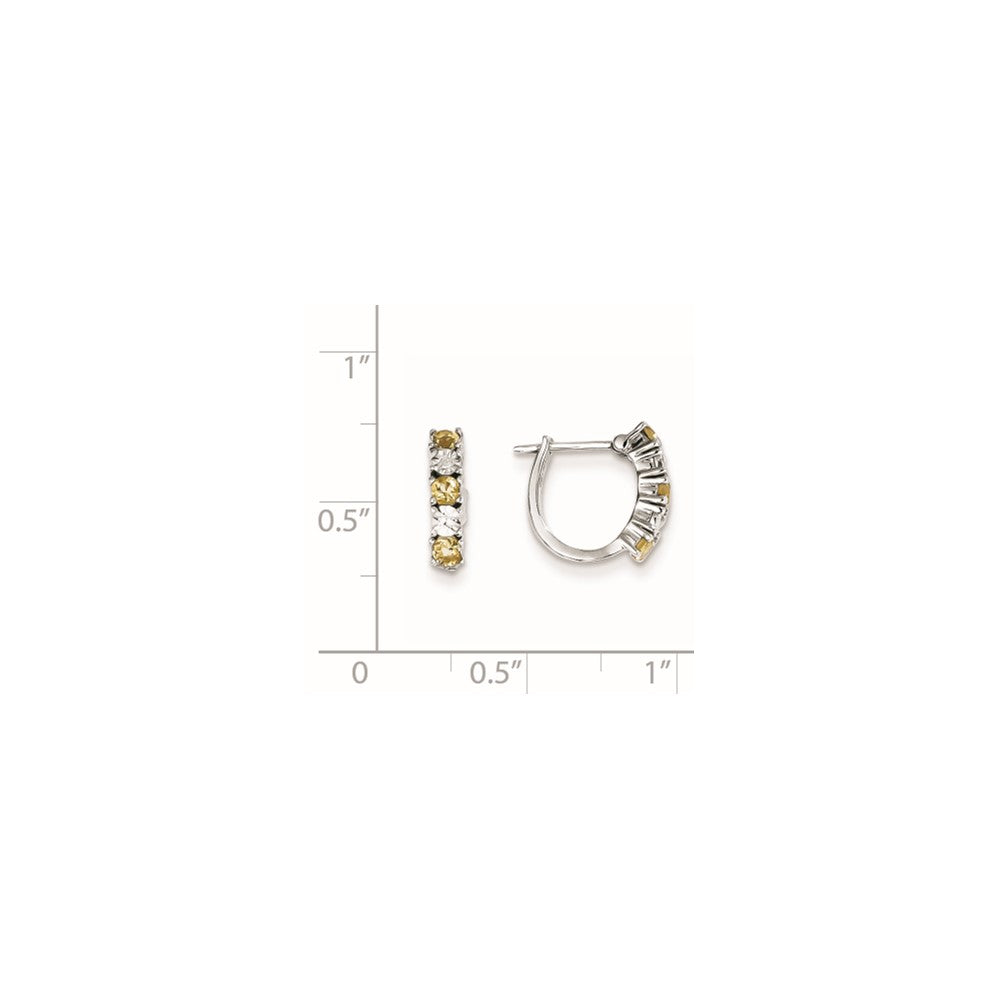 Sterling Silver Citrine & Diamond Earrings