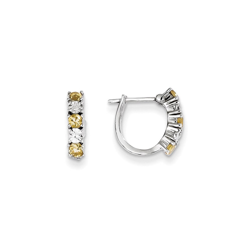 Sterling Silver Citrine & Diamond Earrings