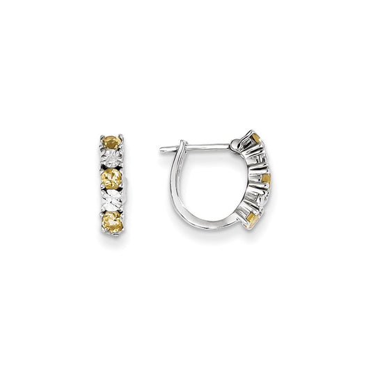 Sterling Silver Citrine & Diamond Earrings