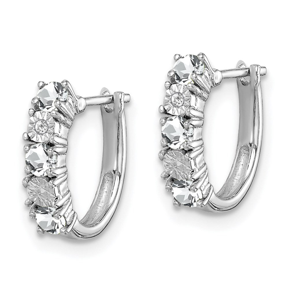 Sterling Silver Rhodium-plated White Topaz & Diamond Earrings