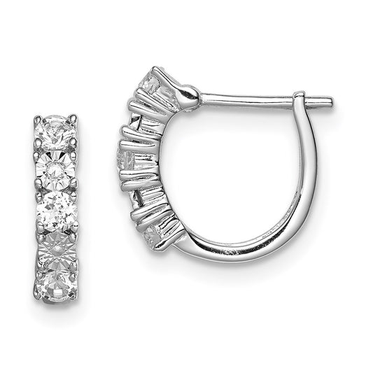 Sterling Silver Rhodium-plated White Topaz & Diamond Earrings