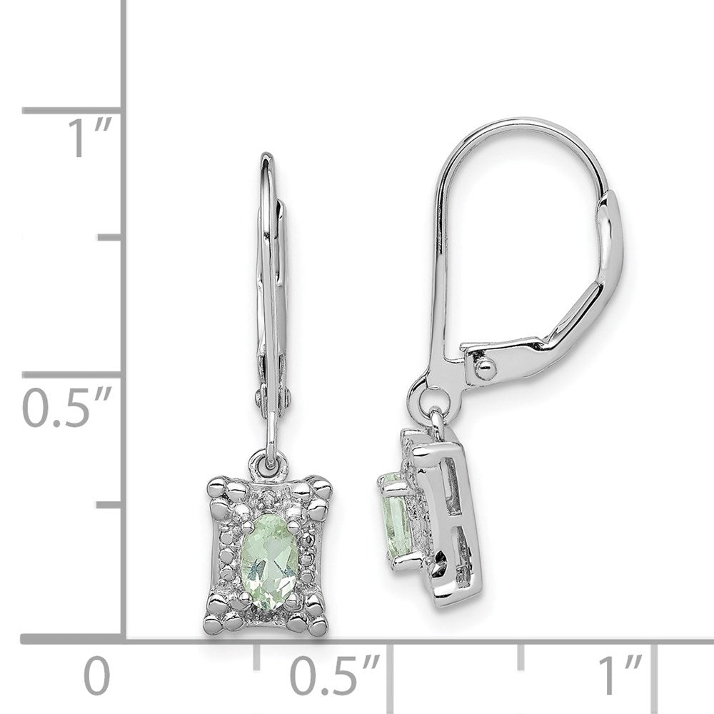 Sterling Silver Rhodium-plated Green Quartz Diamond Earrings