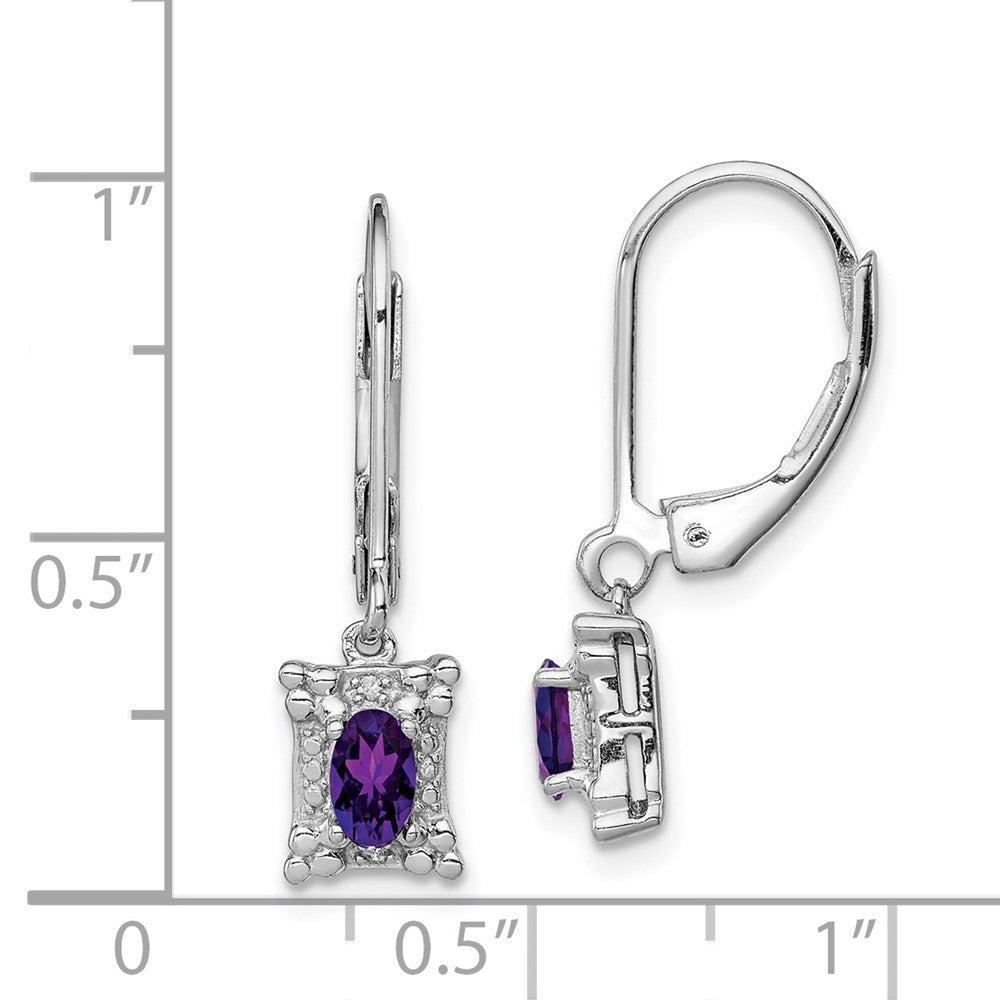 Sterling Silver Rhodium-plated Amethyst Diamond Earrings