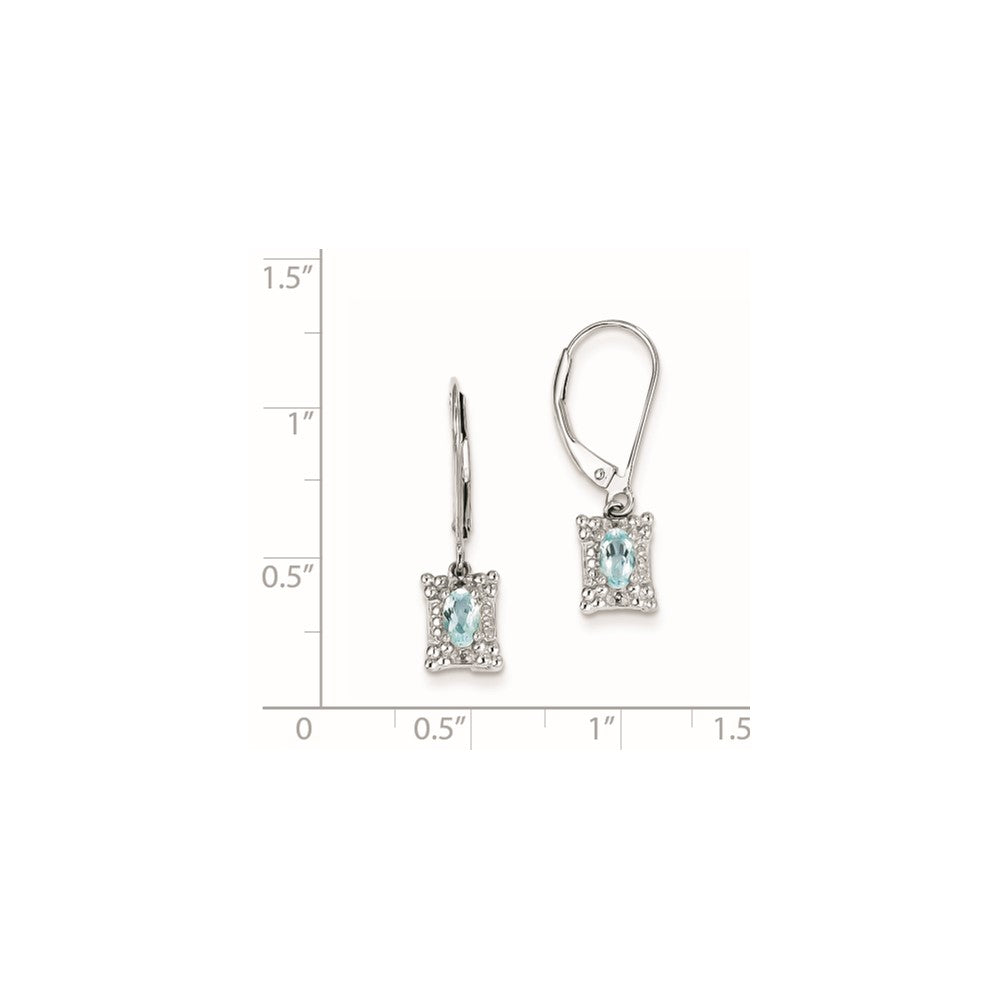 Sterling Silver Light Blue Topaz Diamond Earrings