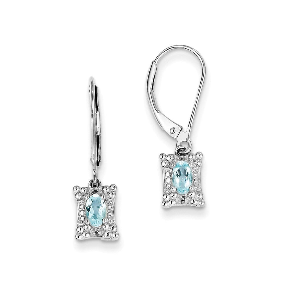 Sterling Silver Light Blue Topaz Diamond Earrings