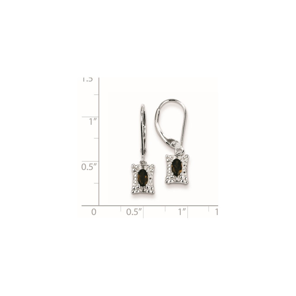 Sterling Silver Smoky Quartz Diamond Earrings