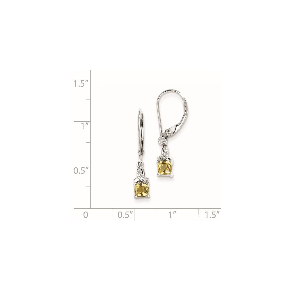 Sterling Silver Whiskey Quartz Diamond Earrings