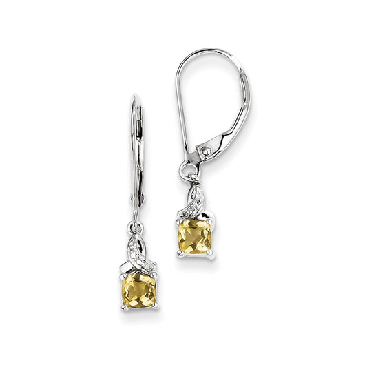 Sterling Silver Whiskey Quartz Diamond Earrings