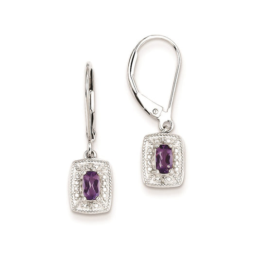 Sterling Silver Amethyst Diamond Earrings