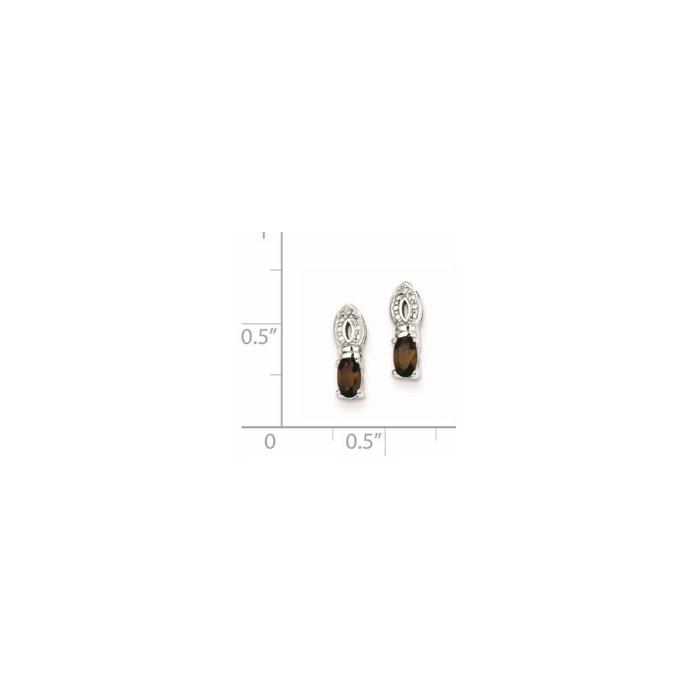 Sterling Silver Smoky Quartz Diamond Earrings