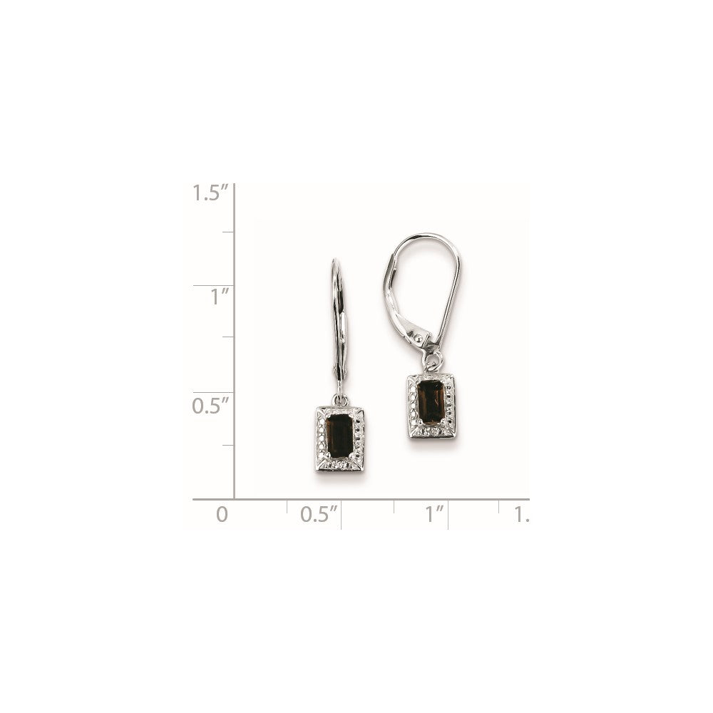 Sterling Silver Smoky Quartz Diamond Earrings